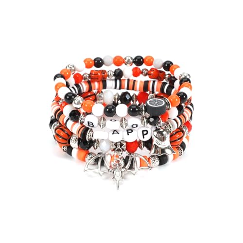 XFSRG Halloween Armbänder Damen Mädchen Exquisite Armbänder Mit Kürbis Und Fledermaus Modeschmuck Armband Für Halloween Party (Farbe 1) von XFSRG