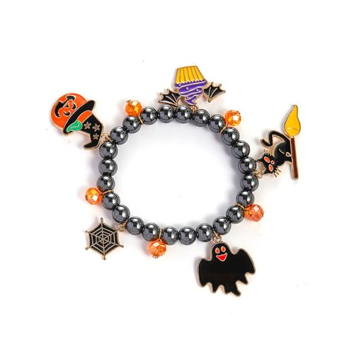 XFSRG Halloween Armband Perlen Kürbis Geist Fledermaus Anhänger Armbänder Kreativ und Raffiniert Accessoires für Festtagsfeiern XFSRG Halloween Armband Perlen Kürbis Geist Fledermaus Anhänger Armbänder Kreativ und Raffiniert Accessoires für Festtagsfeiern von XFSRG