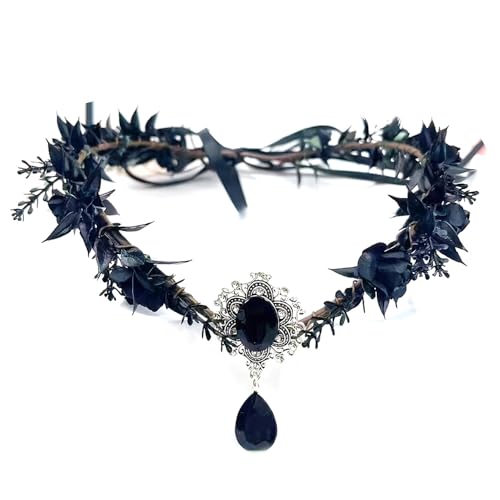 XFSRG Halloween Kopfstücke Damen Blumenkranz Haare Stirn Anhänger Blumen Haarreifen Gothic Haarband Festliche Retro Accessoires von XFSRG