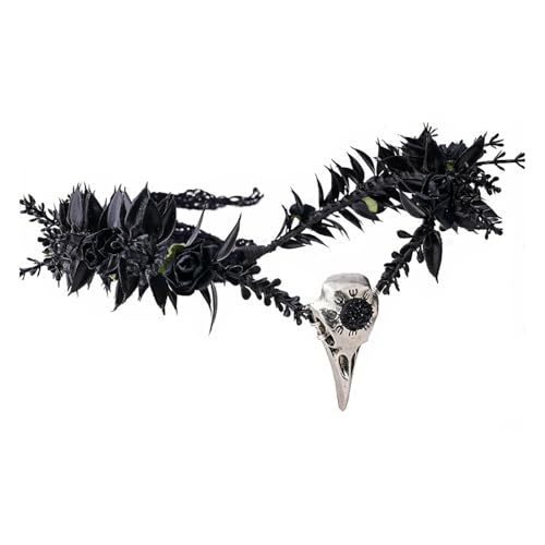 XFSRG Halloween Kopfstücke Damen Blumenkranz Haare Stirn Anhänger Blumen Haarreifen Gothic Haarband Festliche Retro Accessoires von XFSRG