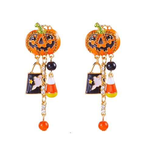XFSRG Halloween Ohrringe Damen Ohrstecker Kürbis Geist Spinne Design Modische Ohringe Schmuck Accessoire für Halloween Party (A) von XFSRG