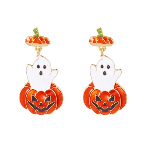 XFSRG Halloween Ohrringe Damen Ohrstecker Kürbis Geist Spinne Design Modische Ohringe Schmuck Accessoire für Halloween Party (B) von XFSRG