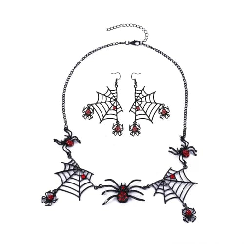 XFSRG Halloween Schmuck Set Gothic Ohr und Halskette mit Halloween Pendant Dunkler Vintage Gothic Schmuck für Party und Alltag (Schwarz) von XFSRG