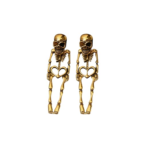 XFSRG Halloween Skeleton Ohrringe Für Damen Exquisite Skelett Ohrstecker Aus Hochwertigem Silber Perfekt Für Halloween-Partys Und Horror-Events (Gold) von XFSRG