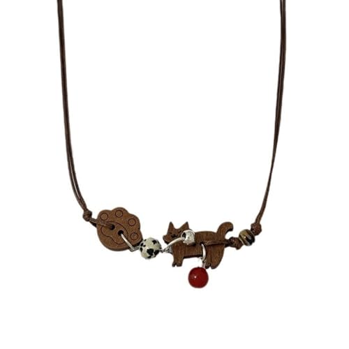 XFSRG Halskette Damen Kette Modeschmuck mit Katzenanhänger Handgefertigter Schmuck aus Holz und Perlen Perfekt für Mädchen und Frauen Einzigartiges Lieblingsstück für jeden Anlass XFSRG Halskette Damen Kette Modeschmuck mit Katzenanhänger Handgefertigter Schmuck aus Holz und Perlen Perfekt für Mädchen und Frauen Einzigartiges Lieblingsstück für jeden Anlass von XFSRG