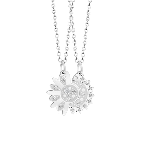 XFSRG 2 Stück Halskette Damen mit Sonne und Mond Anhänger Kette Edelstahl Paare Schmuck Mode Accessoire für Geburtstag Valentinstag (Or) von XFSRG