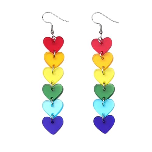 XFSRG Herzförmiger Anhänger Ohrringe Damen Regenbogenfarben Ohrringe Süß und Elegant für Streetstyle Fotos Dates und Musikfestivals XFSRG Herzförmiger Anhänger Ohrringe Damen Regenbogenfarben Ohrringe Süß und Elegant für Streetstyle Fotos Dates und Musikfestivals von XFSRG