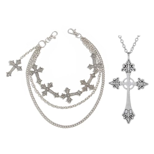XFSRG Hosenkette Mit Kreuzanhängern Für Damen und Herren Stilvoller Kettengürtel Aus Hochwertigem Metall Modische Körperkette Für Trendige Outfits Perfekt Für Partys Und Festivals (Silber C) von XFSRG