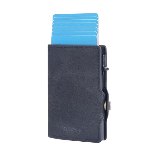 XFSRG Karten Geldbeutel Herren RFID Kartenetui Herren PU Card Holder Portemonnaie Klein Push-Design Brieftasche Jungen Magnetische Schalter Kartentasche Geschenk des Vaters(Schwarz) von XFSRG