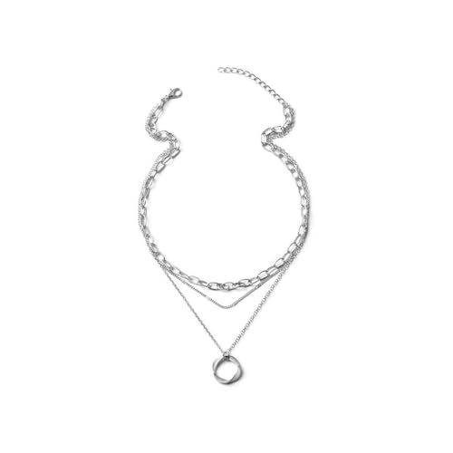 XFSRG Kette Damen Dreistöckig Kreisförmiger Anhänger Halskette Individuell Modisches Accessoire für den Alltag Verabredungen und Abendessen von XFSRG