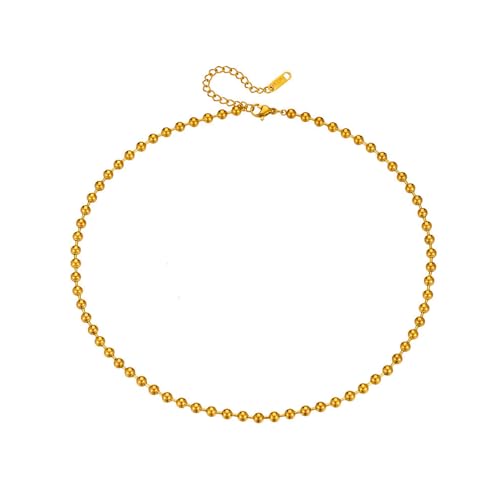 XFSRG Kette Damen Goldene Perlen Schlicht und Edel Halskette Verstellbar Hypoallergen für Verschiedene Anlässe geeignet von XFSRG