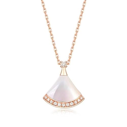 XFSRG Kette Damen Sektorförmiger 925 Sterling Silber Zirkonia Große Hypoallergen Schmuck für Anhänger Weihnachten Valentinstag Muttertags Geschenk Hochzeit Jubiläum Geburtstag（Weiß） von XFSRG