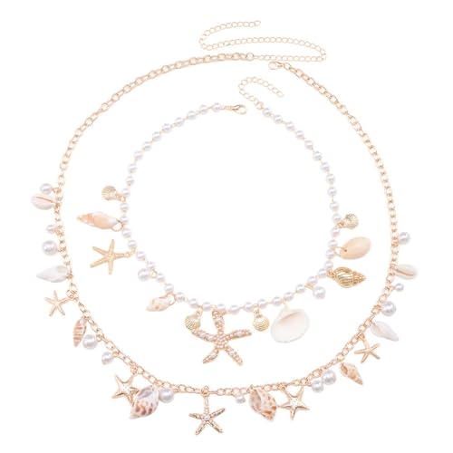 XFSRG Kette Damen Und Bauchkette Set Böhmisch Muschel Seestern Perlen Ketten Strand Ozean Meer Sommer Schmuck XFSRG Kette Damen Und Bauchkette Set Böhmisch Muschel Seestern Perlen Ketten Strand Ozean Meer Sommer Schmuck von XFSRG