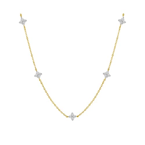 XFSRG Kette Damen Vierblättrige Blume Zirkonia Halskette Glänzend und Luxuriös Elegant und Frisch für den Alltag Partys Feierlichkeiten von XFSRG