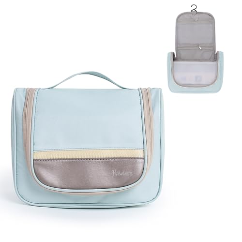 XFSRG Kosmetiktasche Damen Kulturbeutel zum Aufhängen Wasserdicht Große Make up Tasche mit Fächer Netzfächer für Reisen Alltag Kosmetik Organizer (Blau) von XFSRG