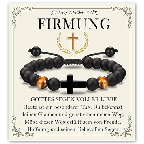XFSRG Kreuz Armband für Jungen als stilvolles Geschenk zur Taufe Kommunion oder Konfirmation aus hochwertigem Material (FIRMUNG) von XFSRG