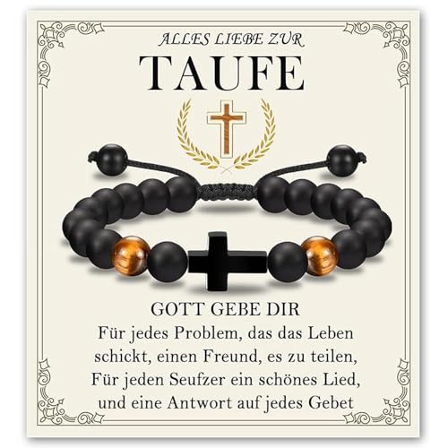 XFSRG Kreuz Armband für Jungen als stilvolles Geschenk zur Taufe Kommunion oder Konfirmation aus hochwertigem Material (TAUFE) von XFSRG