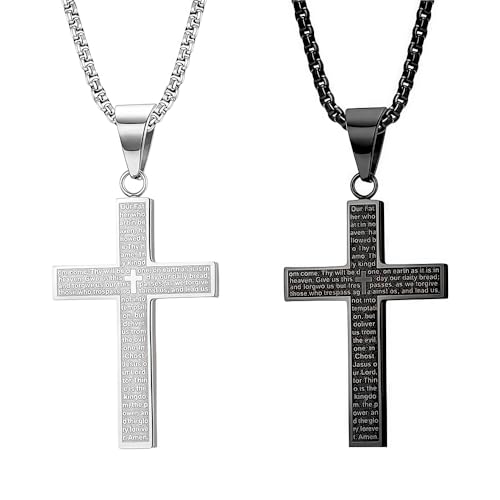 XFSRG Kreuz Kette Herren Edelstahl Halskette Schwarz Silber Ketten Für Herren Mode Schmuck für Alltag und Besondere Anlässe XFSRG Kreuz Kette Herren Edelstahl Halskette Schwarz Silber Ketten Für Herren Mode Schmuck für Alltag und Besondere Anlässe von XFSRG