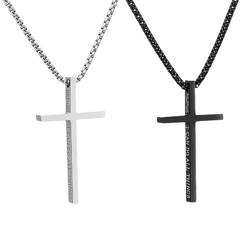 XFSRG Kreuzkette Herren Edelstahl Silberkette Herren Modernes Design Ketten für Herren Mode Accessoire von XFSRG
