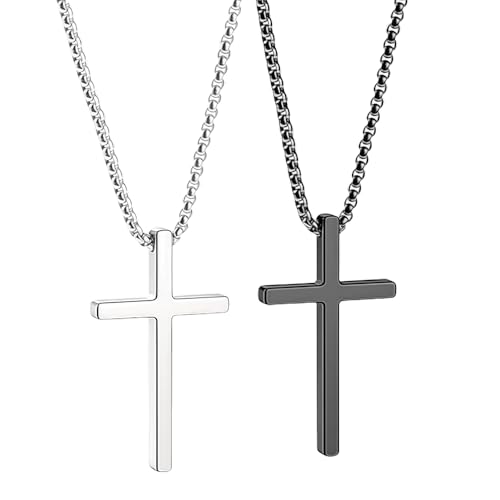 XFSRG Kreuzkette Herren Silber Elegante Halskette mit Kreuz Anhänger Stilvolle Kette für Herren Perfekt für Alltag und besondere Anlässe XFSRG Kreuzkette Herren Silber Elegante Halskette mit Kreuz Anhänger Stilvolle Kette für Herren Perfekt für Alltag und besondere Anlässe von XFSRG