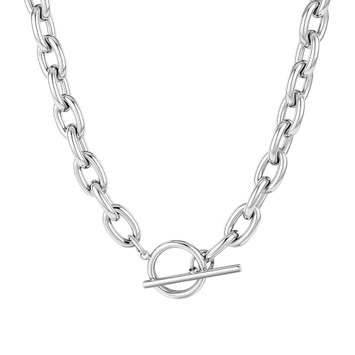 XFSRG Layering Kette Gold Damen Halskette Modische Goldene Kette Set Elegante Gliederkette für Frauen Modeschmuck Ketten für Alltag und Party (Silber) von XFSRG