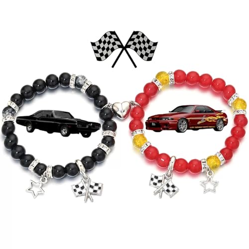 XFSRG Matching Armbänder für Paare Beste Freunde Magnet Paare Armbänder Perlen Bangle Partnerarmbänder Freundschaft Strech Armband Schmuck für Couple Freunde (A) von XFSRG
