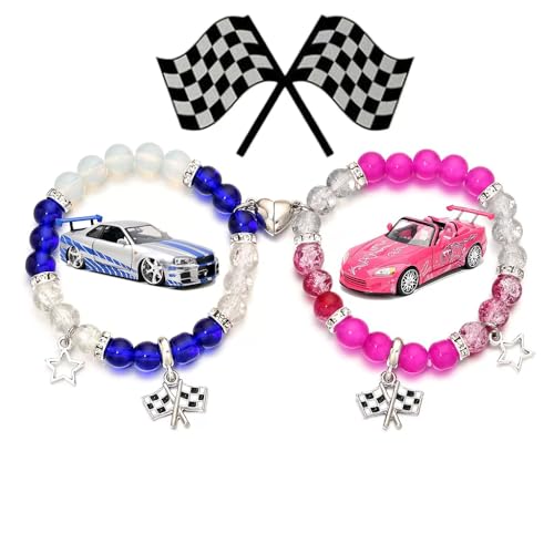 XFSRG Matching Armbänder für Paare Beste Freunde Magnet Paare Armbänder Perlen Bangle Partnerarmbänder Freundschaft Strech Armband Schmuck für Couple Freunde (B) von XFSRG
