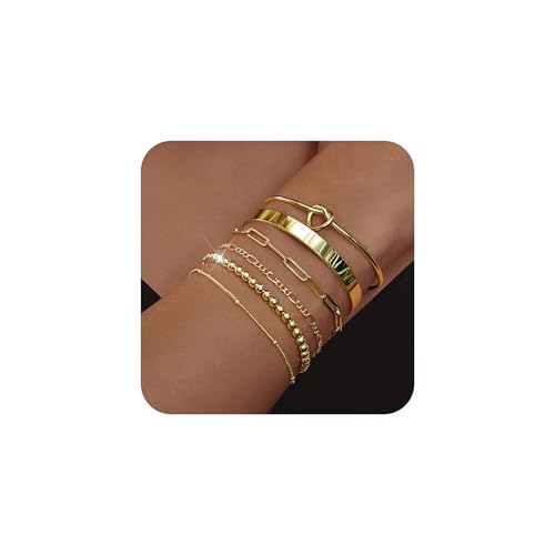 XFSRG Mehrlagiges Armband Damen Set Modische Kettenarmbänder Armreifen Kombinierbar Vielseitiger Schmuck für Alltag Urlaub und Party von XFSRG