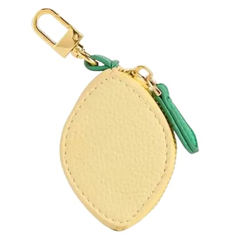 XFSRG Mini Geldbörse Damen Niedliches Leder Portemonnaie Erdbeer-Design Perfekt für Münzen und Kleinigkeiten Ideal für Unterwegs (Gelb, Zitrone) von XFSRG