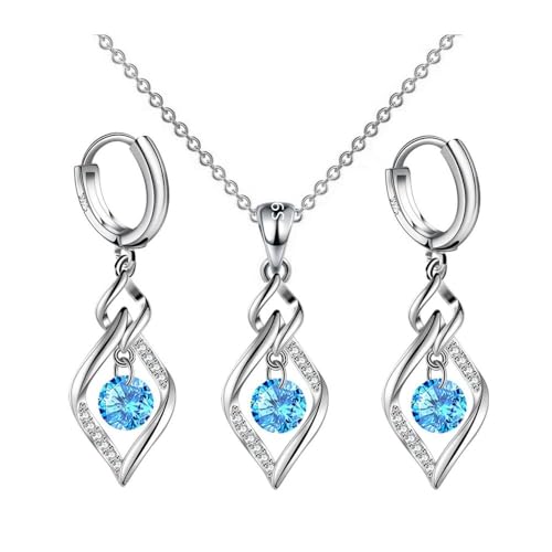 XFSRG Modeschmuck Set mit Funkelndem Blauen Kristall Anhänger und Ohrhänger für Damen Elegantes Schmuckset für Besondere Anlässe XFSRG Modeschmuck Set mit Funkelndem Blauen Kristall Anhänger und Ohrhänger für Damen Elegantes Schmuckset für Besondere Anlässe von XFSRG
