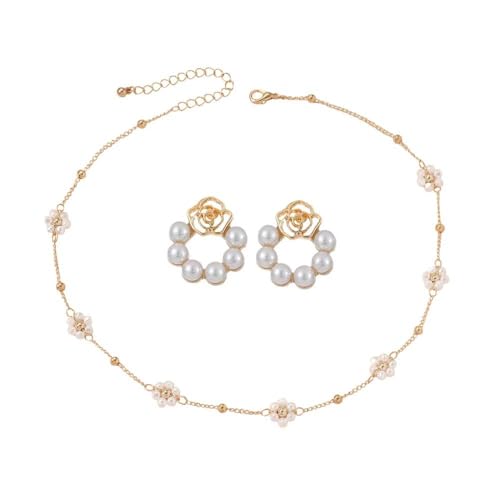 XFSRG Modeschmuck Set mit Perlen und Blumen Design Brautschmuck für Elegante Frauen XFSRG Modeschmuck Set mit Perlen und Blumen Design Brautschmuck für Elegante Frauen von XFSRG