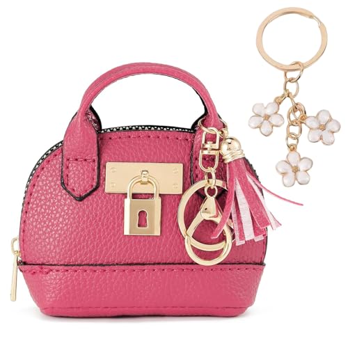 XFSRG Münzgeldbörse Mini-Handtasche Schlüsselanhänger für Damen kreative Schlüsselanhänger Make-up-Tasche(Rot und Weiß) von XFSRG