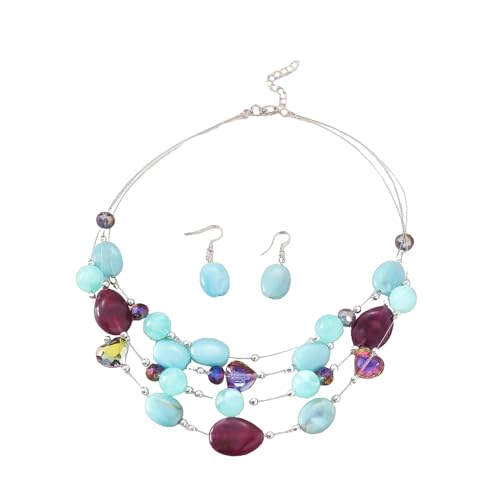 XFSRG Muschel Schmuckset Boho Schmuckset Natural Shell Trachtenschmuck Set Muschelkette Glitter Braut Schmuck Muschelohrringe Hochzeit Schmucksets Muschel Halskette Ohrringe Geschenke von XFSRG