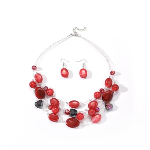 XFSRG Muschel Schmuckset Boho Schmuckset Natural Shell Trachtenschmuck Set Muschelkette Glitter Braut Schmuck Muschelohrringe Hochzeit Schmucksets Muschel Halskette Ohrringe Geschenke von XFSRG