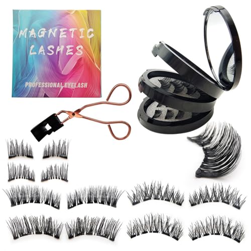 XFSRG Natürliche magnetische Wimpern ohne Eyeliner im Geschenkbox Set mit dünnen Magneten für 3D Wimpern Extensions als künstliche Wimpern für einen perfekten Blick und einfache Anwendung von XFSRG