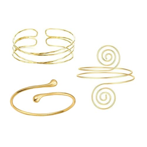 XFSRG Oberarmreif Damen Armband Spiral Design Oberarm Schmuck Armreif Metall Armband Damen Edelstahl Set Modische Armreifen (Gold) von XFSRG