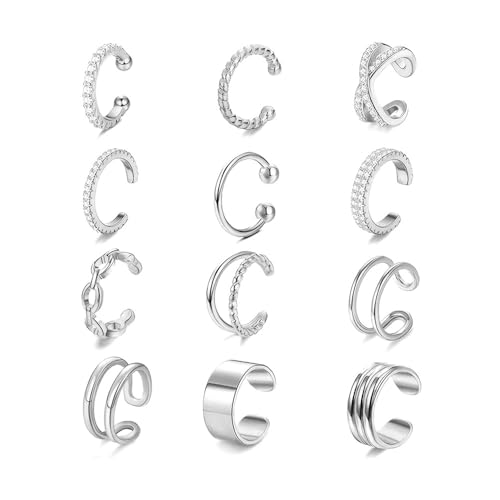 XFSRG Ohrklemmen Set für Damen Ohne Ohrloch tragbar Modische Ear Cuffs mit goldener Beschichtung, hypoallergen, ideal für empfindliche Haut, stilvolle Akzente jedes Outfit (Silber) von XFSRG