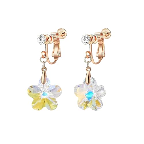 XFSRG Ohrringe Damen Blumen Design Legierung Tropfenform Rot Kristall für Alltag und Party (Mehrfarbig) von XFSRG