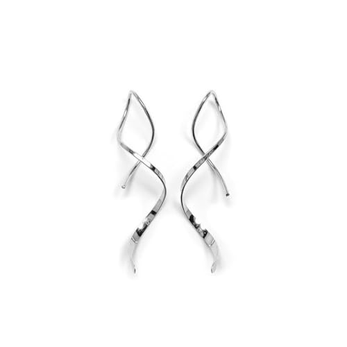 XFSRG Ohrringe Damen Elegante Spirale Design Silber Lange Hänger Schmuck Mode Accessoire für Party und Alltag (Silber) von XFSRG