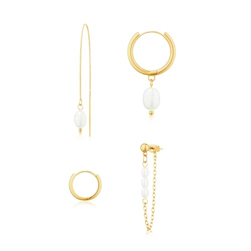 XFSRG Ohrringe Damen Gold Hängend Perlen Ohrstecker Set Elegantes Design für Mädchen (A) von XFSRG