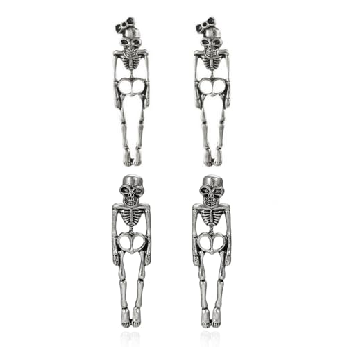 XFSRG Ohrringe Damen Gold Hängend Skelett Design Ohrstecker Halloween Schmuck Party Accessoire (Silber) von XFSRG