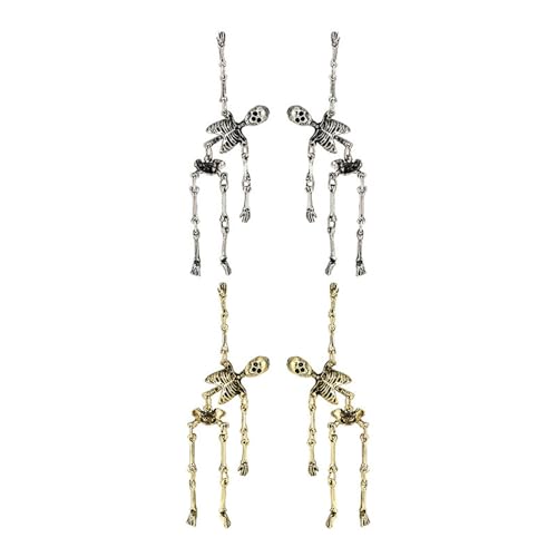 XFSRG Ohrringe Damen Hängend Skelett Design Gold Silber Schmuck Halloween Party von XFSRG