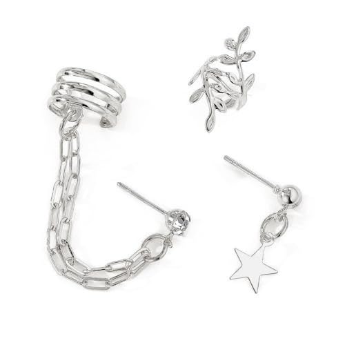 XFSRG Ohrringe Damen Silber Ohrstecker Stern Design Modisch Elegante Schmuck für Partys und Alltag (Silber) von XFSRG