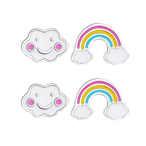XFSRG Ohrringe Mädchen Set Buntes Regenbogen Wolke Design Ohrstecker Kinder Ohrclips für Alltag und Party von XFSRG
