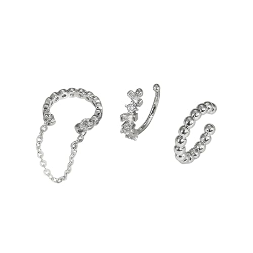 XFSRG Ohrringe Set Gold Ear Cuffs Damen Helix Piercings Ohne Ohrloch Modisch Elegantes Design (Silber) von XFSRG