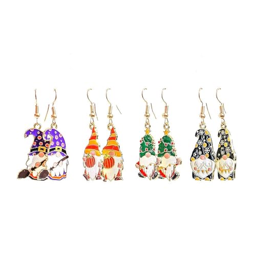 XFSRG Ohrringe Wichtel Figuren Ohrhänger Schmuck Damen Earrings Niedlich Zwerg Anhänger Hängeohrringe Weihnachten Festlich Helix Accessoires Modeschmuck Ohrstecker Design Geschenkidee (1) von XFSRG