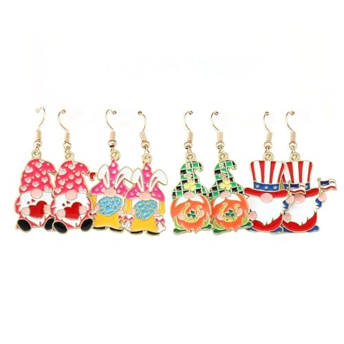 XFSRG Ohrringe Wichtel Figuren Ohrhänger Schmuck Damen Earrings Niedlich Zwerg Anhänger Hängeohrringe Weihnachten Festlich Helix Accessoires Modeschmuck Ohrstecker Design Geschenkidee (2) von XFSRG