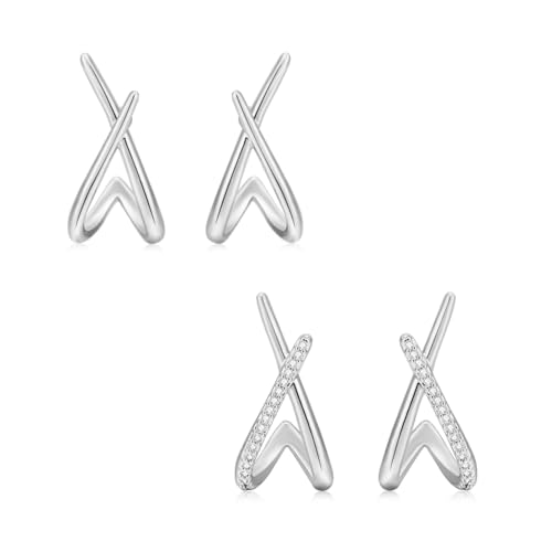 XFSRG Ohrstecker für Damen in Gold und Silber als hypoallergener Schmuck im minimalistischen Designals Geschenk für Frauen oder zum täglichen Tragen (Silber) von XFSRG