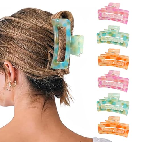 XFSRG Quadratische Klauenclips Damen Akryl Haarklammern für Dickes und Dünnes Haar Groß Rutschfest Haarspange Starker Halt Claw Clip Stilvolle Haarstyling Zubehör für Damen von XFSRG