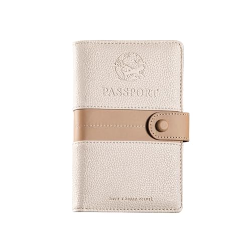 XFSRG Reisepass Tasche Damen PU Reiseorganizer Dokumente Travel Wallet Frauen RFID Reisepasshülle Passport Holder Hält Kreditkarten und Geldscheine Reise Essentials(Beige) von XFSRG